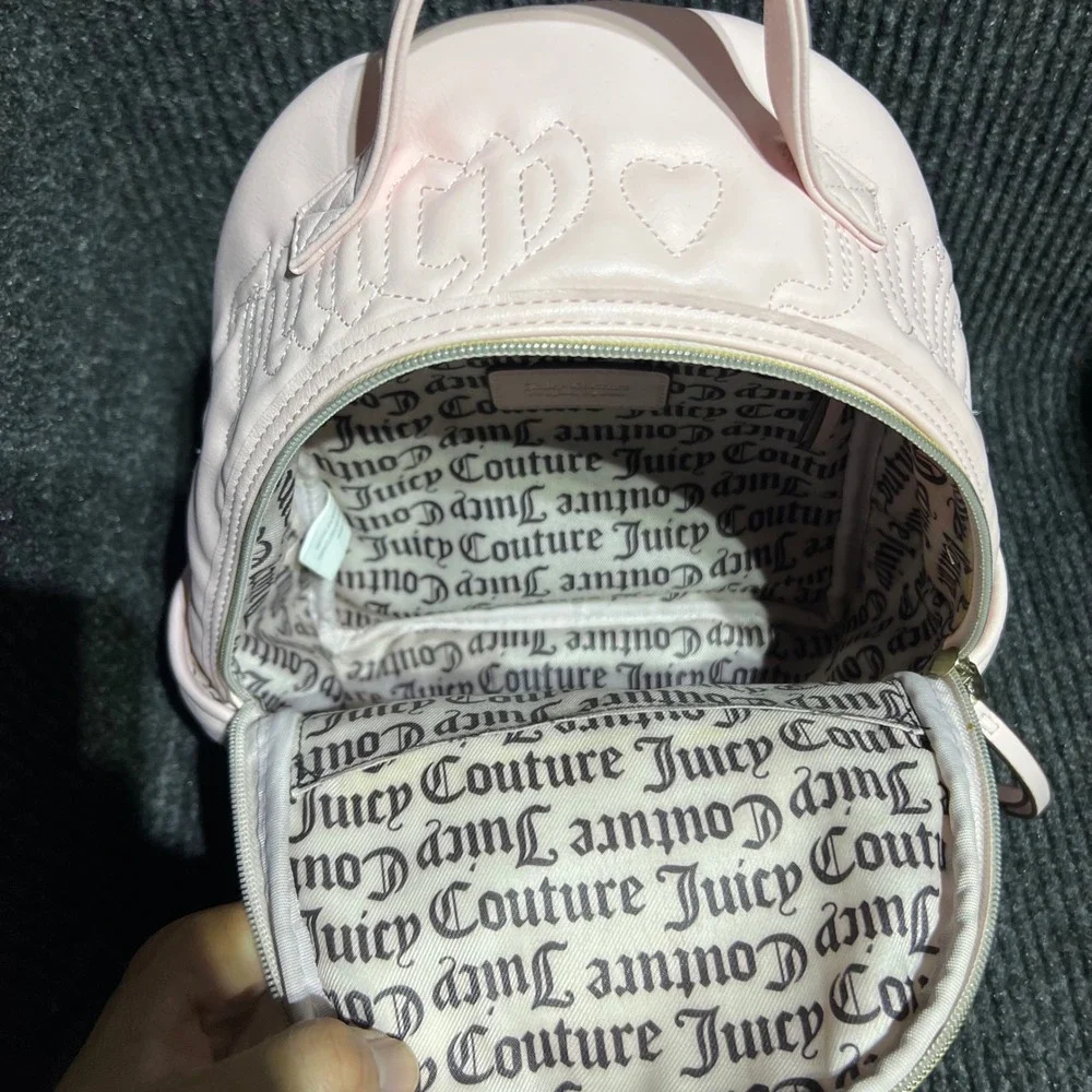 Juicy Couture Mini Backpack Womens Small Pink Embossed Logo Faux Leather Y2K Bag